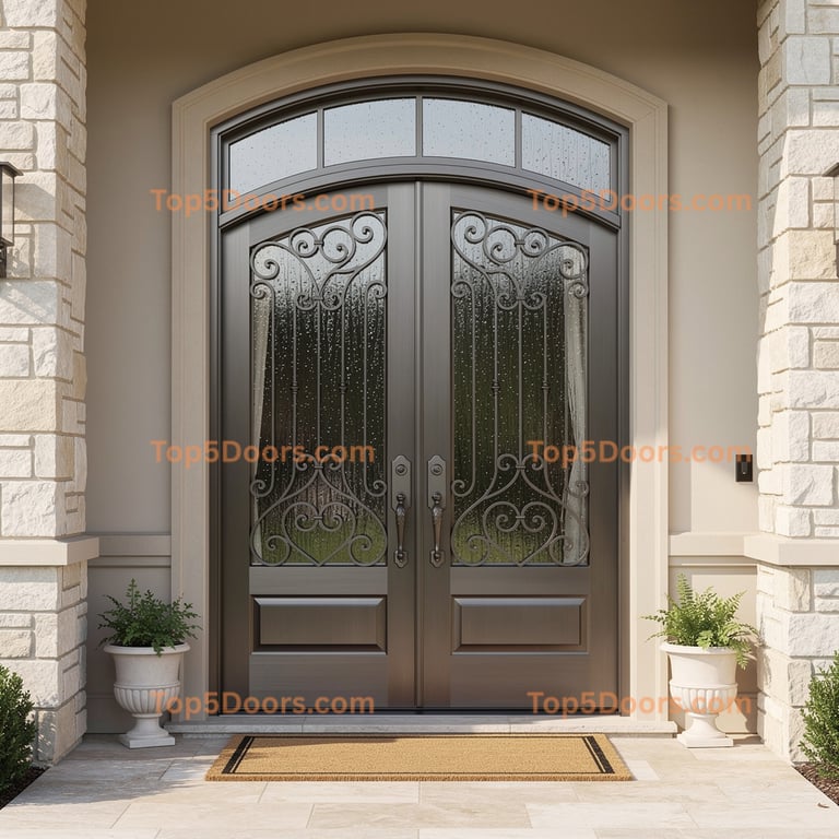 North Carolina wrought iron arched double french countr