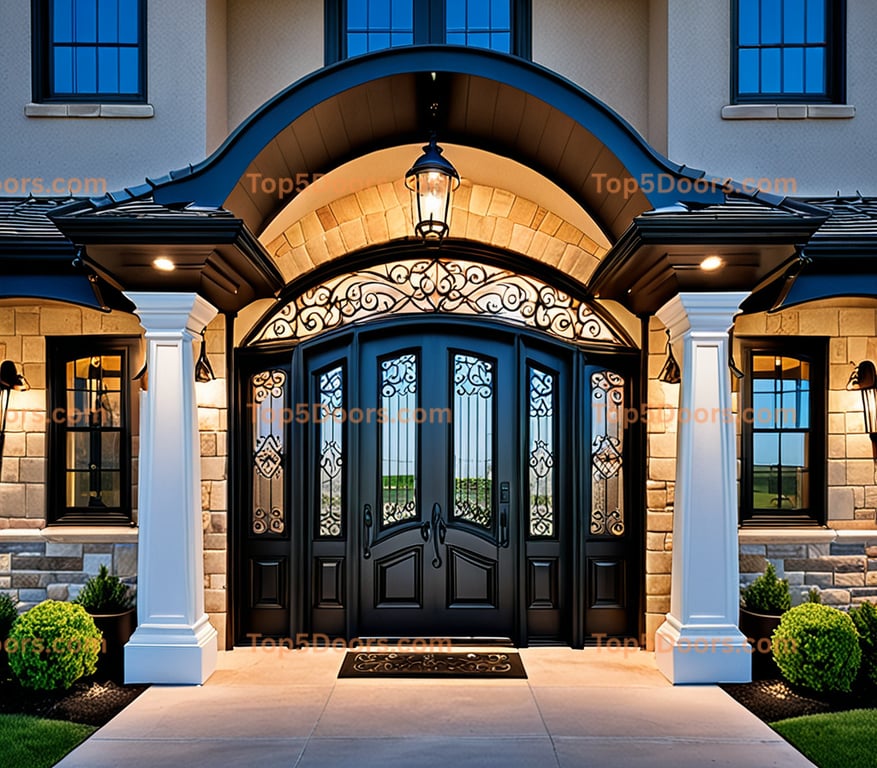 North Dakota wrought iron arched double french provinci