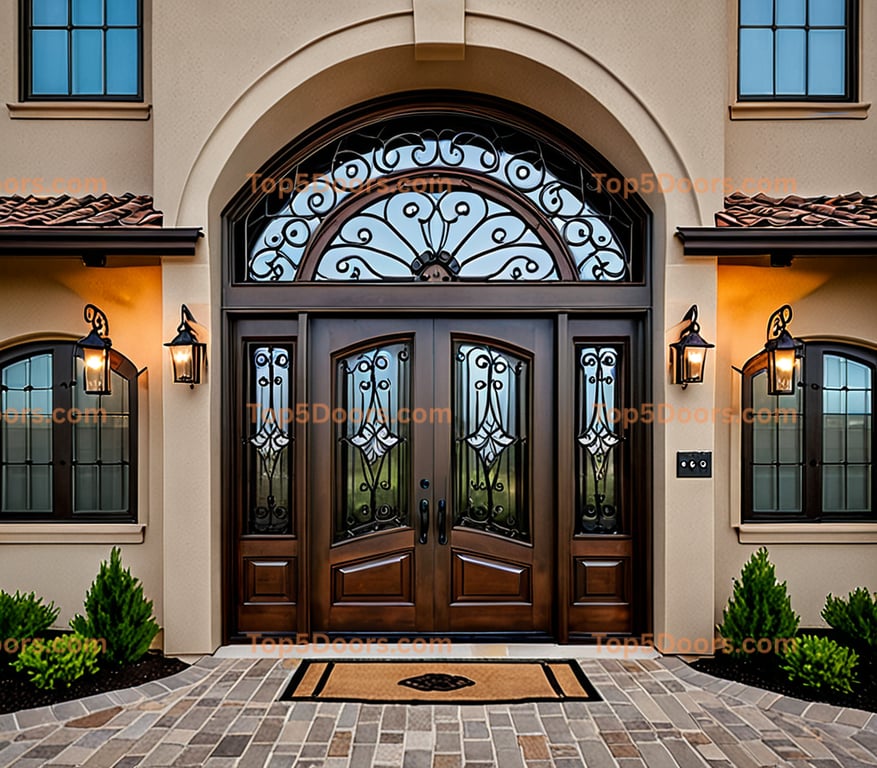 North Dakota wrought iron arched single french provinci