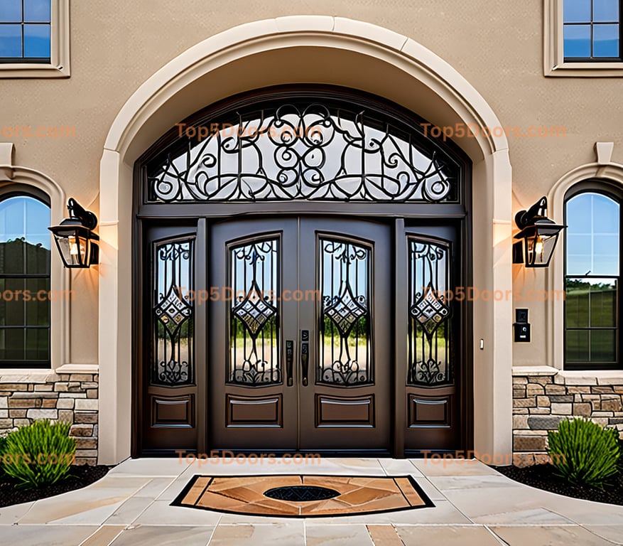 North Dakota wrought iron glass paneled tuscan Door
