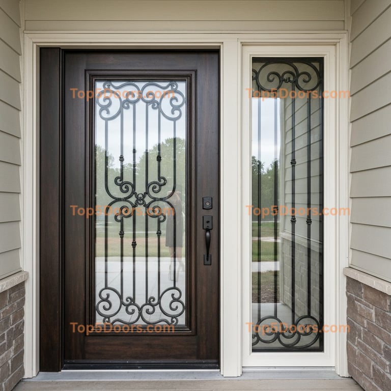 North Dakota wrought iron glass paneled minimalist Door