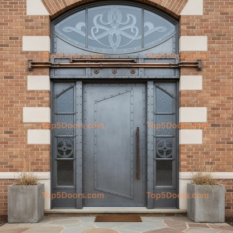 North Dakota wrought iron steel frame georgian Door