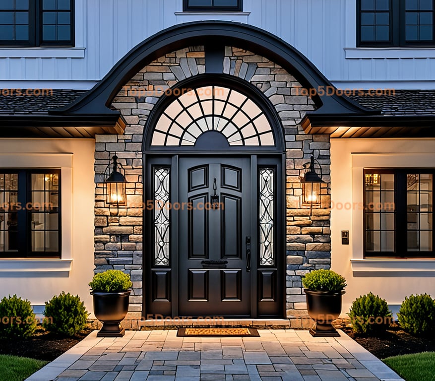 Ohio wrought iron arched double scandinavian Door