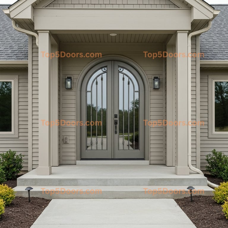 Ohio wrought iron arched double japanese zen Door
