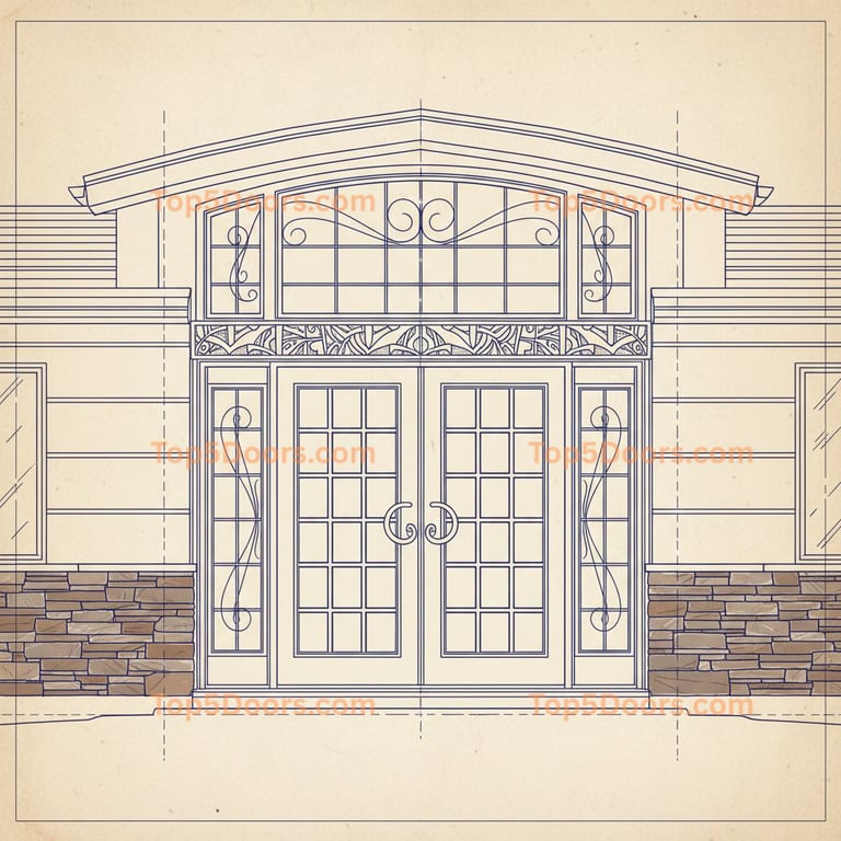 Ohio wrought iron glass paneled mid-century modern Door