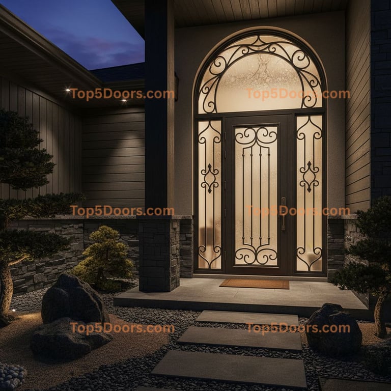 Ohio wrought iron single japanese zen Door