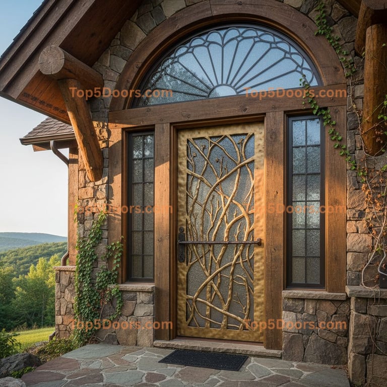 Ohio wrought iron solid panel mountain lodge Door