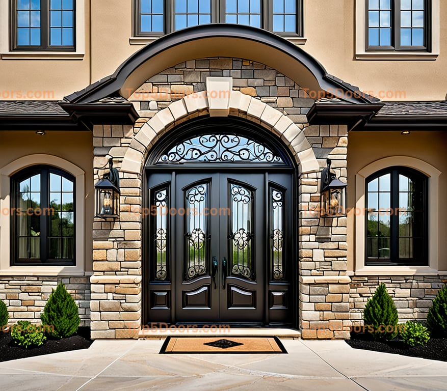 Ohio wrought iron solid panel tuscan Door