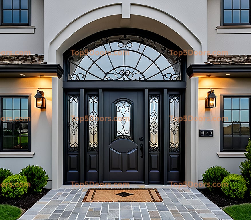 Oklahoma wrought iron arched double cape cod Door
