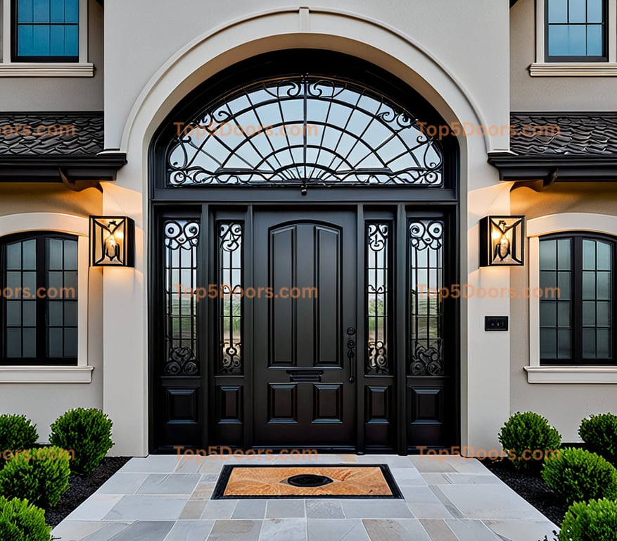 Oklahoma wrought iron arched single korean modern Door