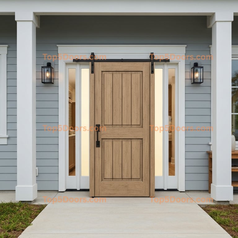 Oklahoma wrought iron barn door coastal Door