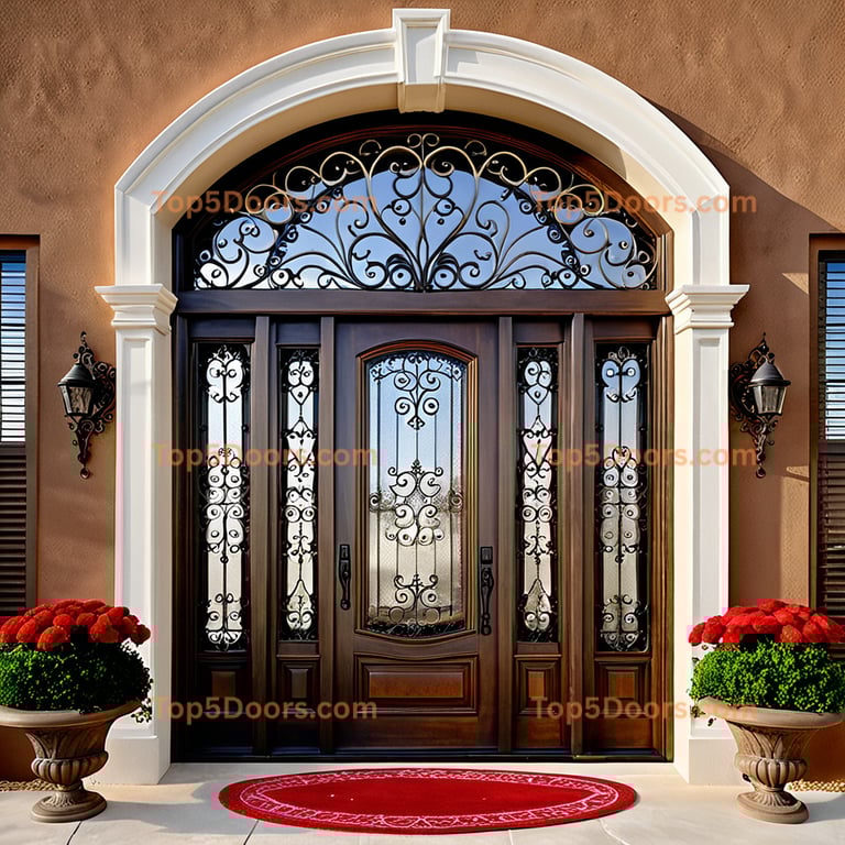 Oklahoma wrought iron glass paneled southwestern Door