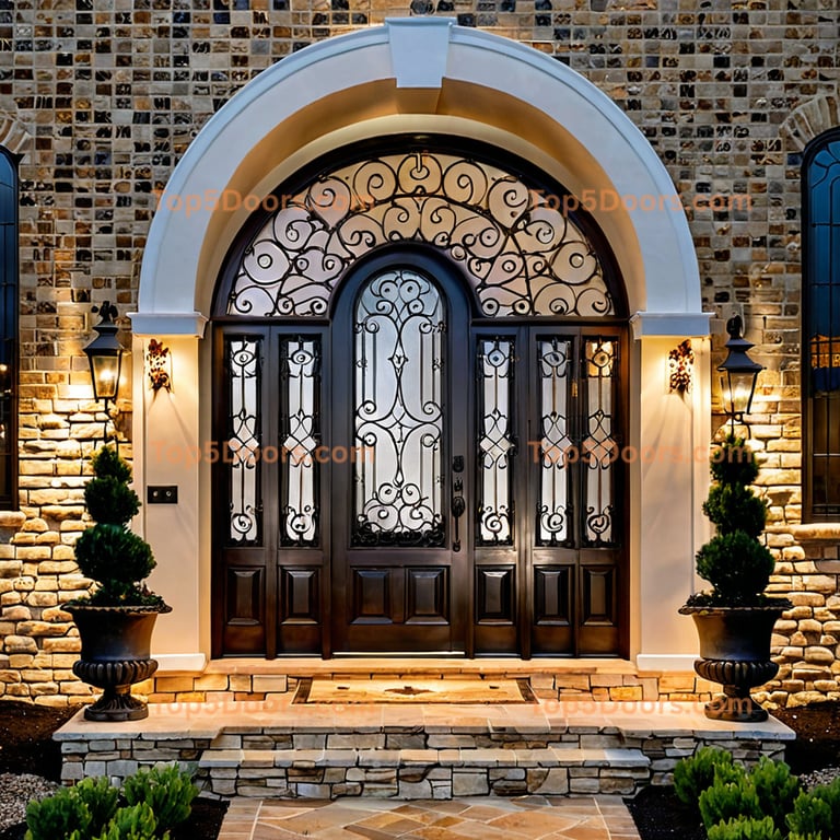 Oklahoma wrought iron glass paneled tuscan Door
