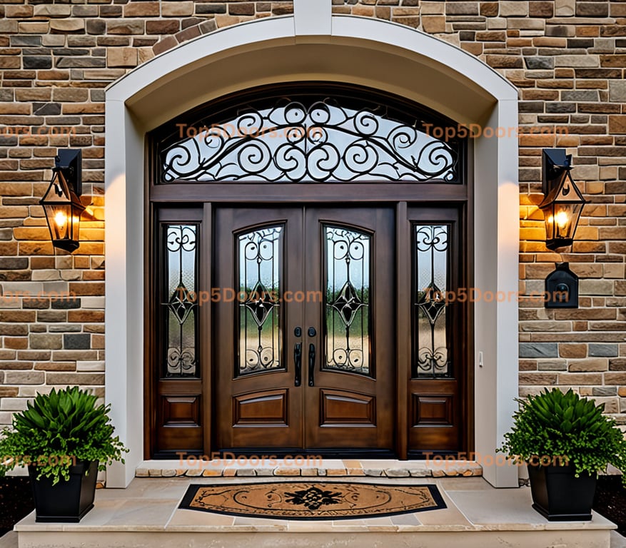 Oklahoma wrought iron glass paneled scandinavian Door