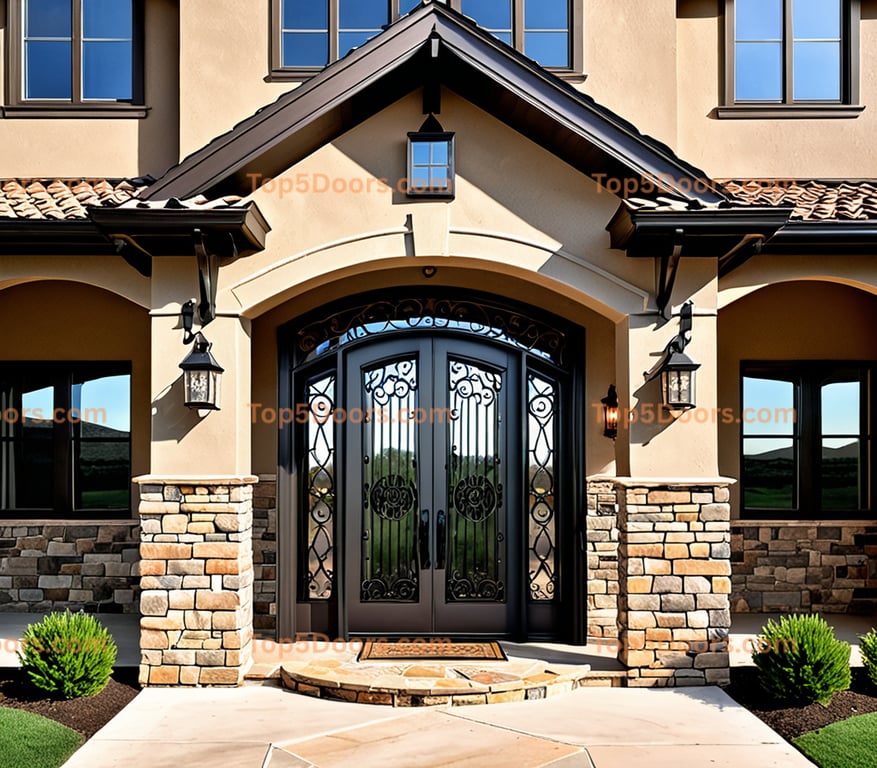 Oklahoma wrought iron single mountain lodge Door