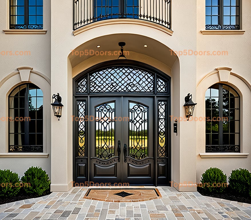 Oklahoma wrought iron steel frame french country Door