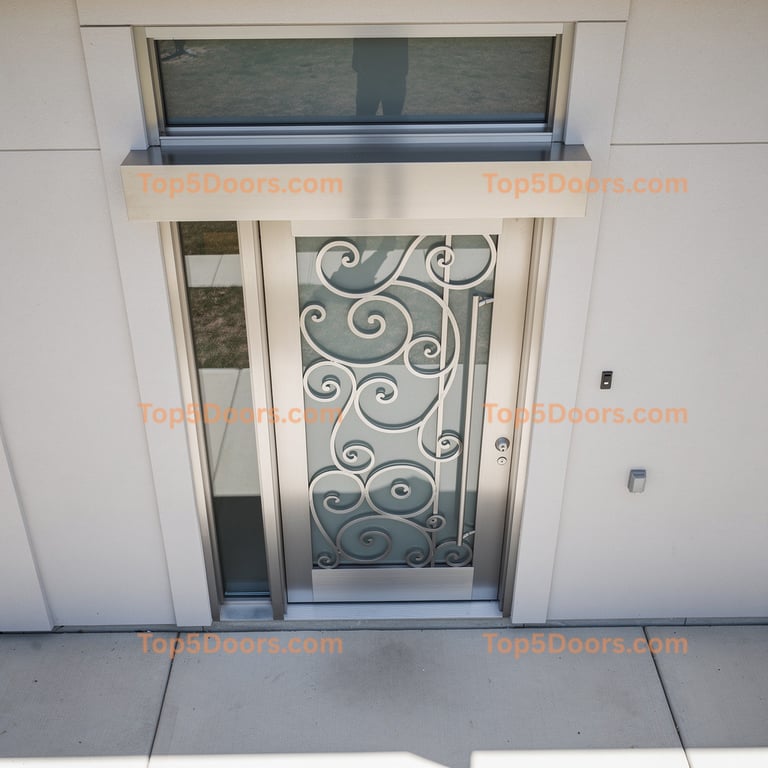 Oklahoma wrought iron steel frame scandinavian Door