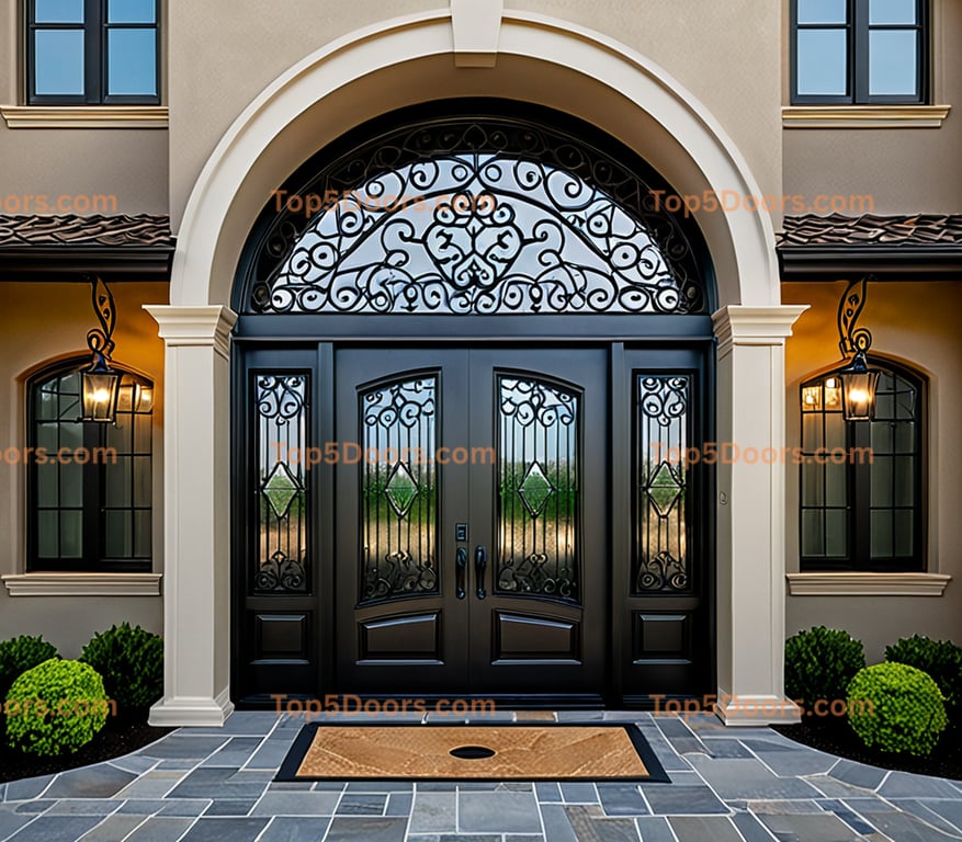 Oregon wrought iron arched double georgian Door
