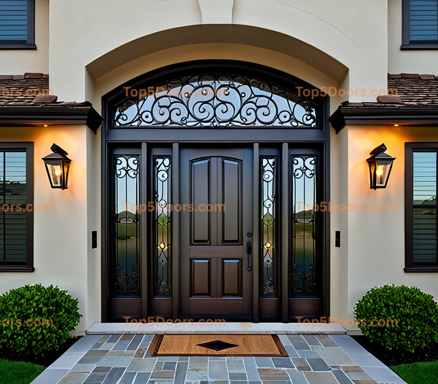 Oregon wrought iron glass paneled coastal Door