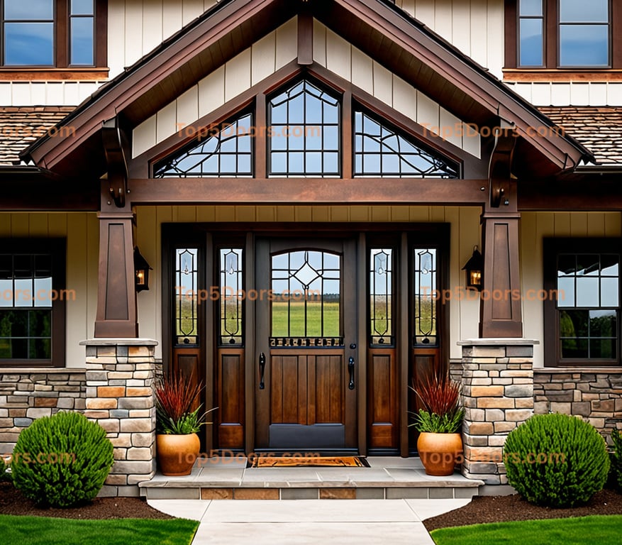 Oregon wrought iron glass paneled craftsman Door