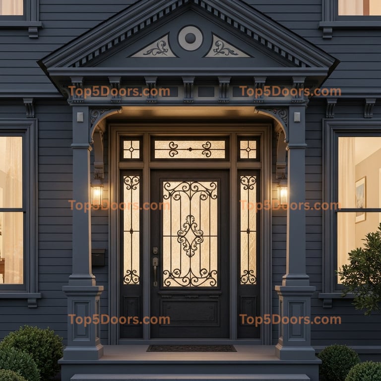 Oregon wrought iron glass paneled victorian Door