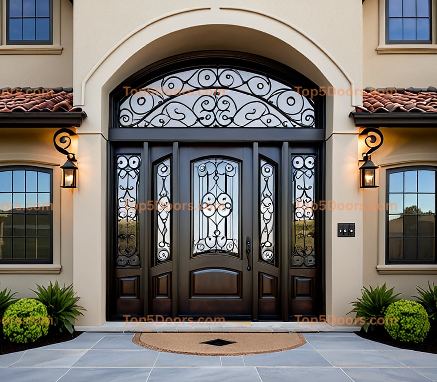 Oregon wrought iron glass paneled tuscan Door