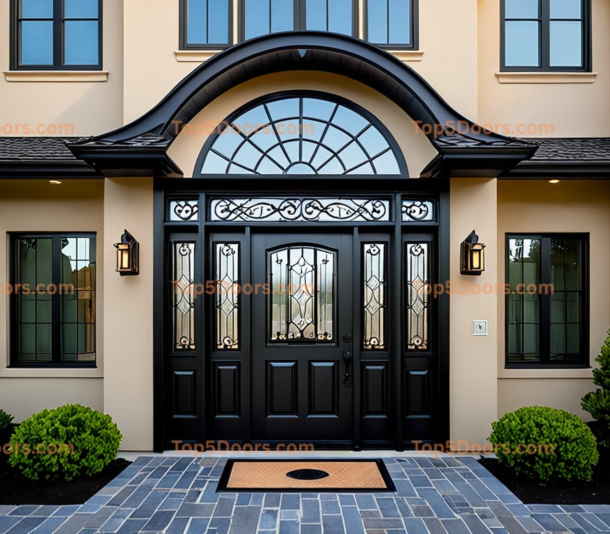 Oregon wrought iron solid panel cape cod Door