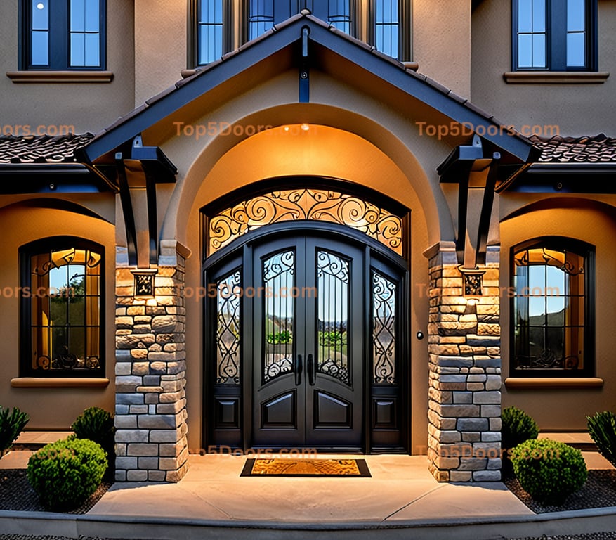 Oregon wrought iron solid panel southwestern Door