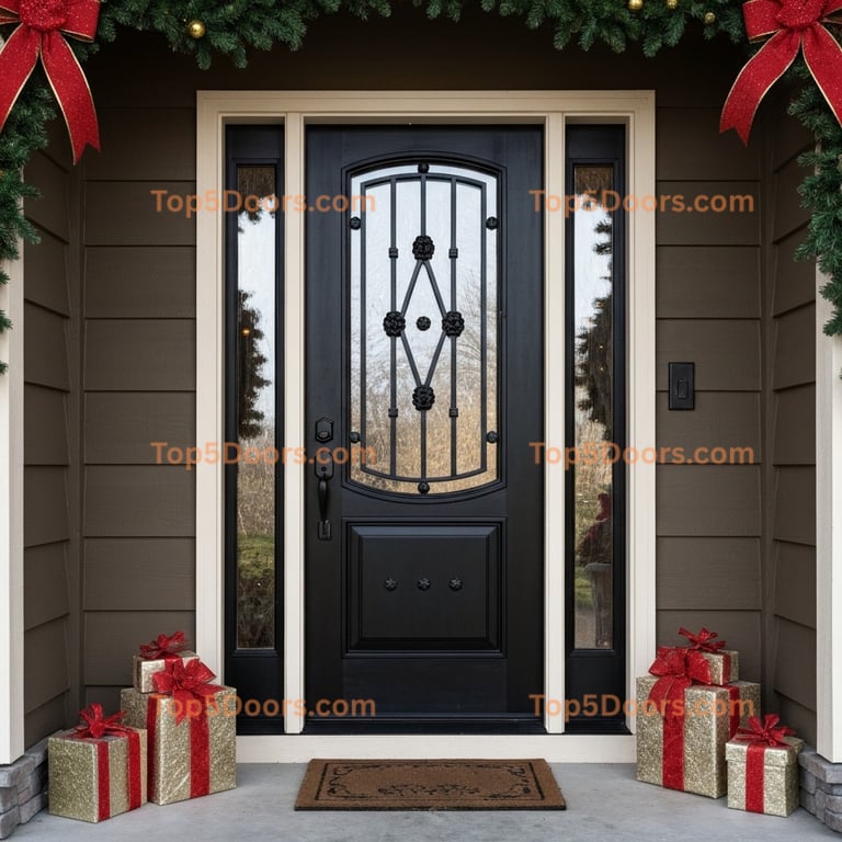 Oregon wrought iron solid panel mountain lodge Door