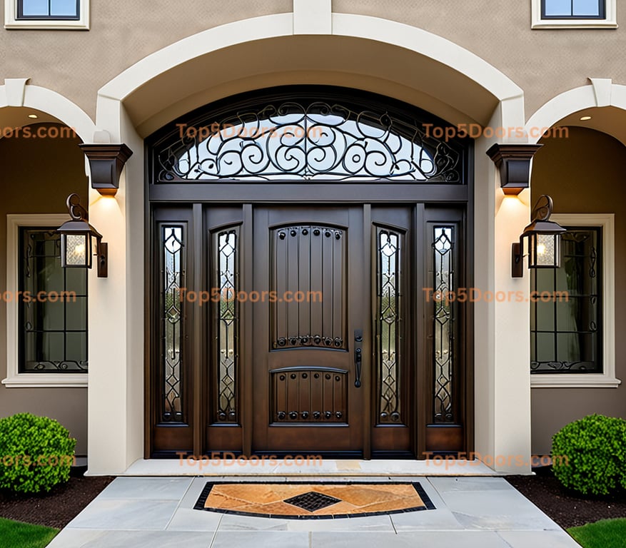 Oregon wrought iron solid panel georgian Door
