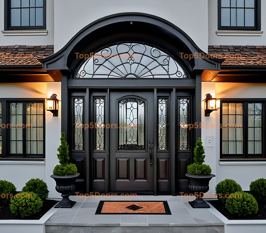 Oregon wrought iron solid panel georgian Door