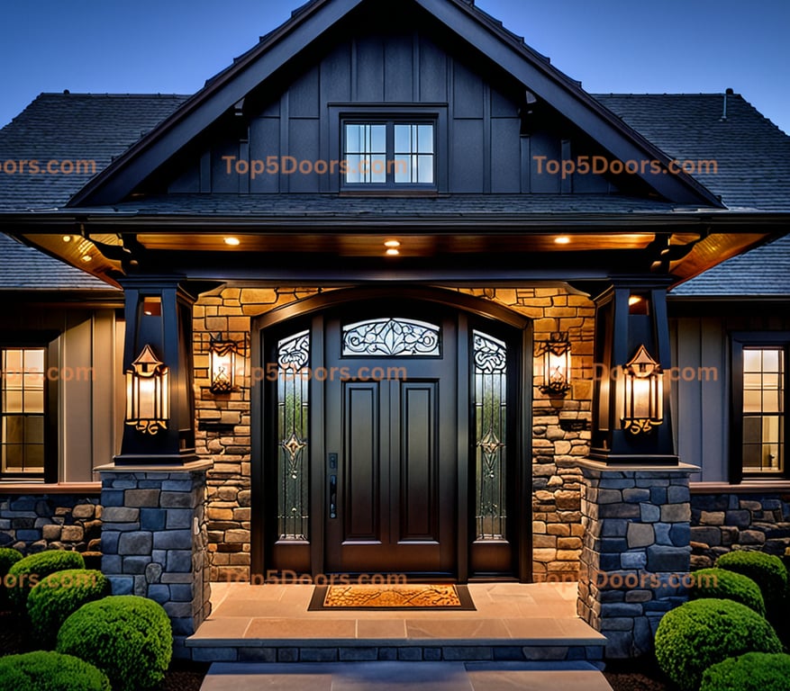 Oregon wrought iron solid panel craftsman Door