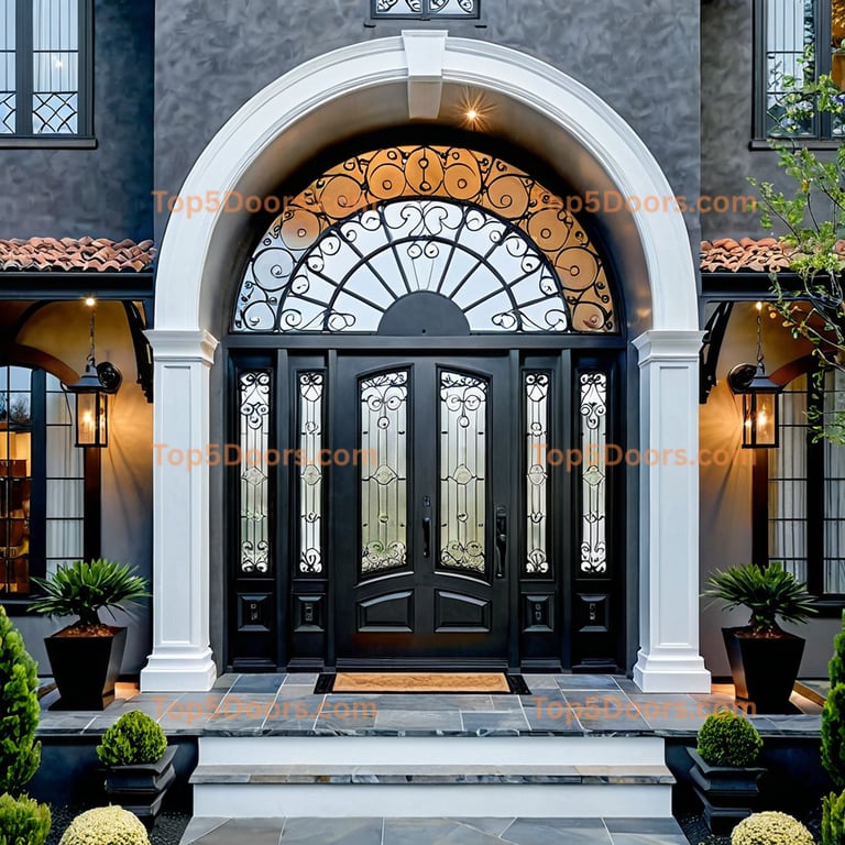 Oregon wrought iron steel frame contemporary Door