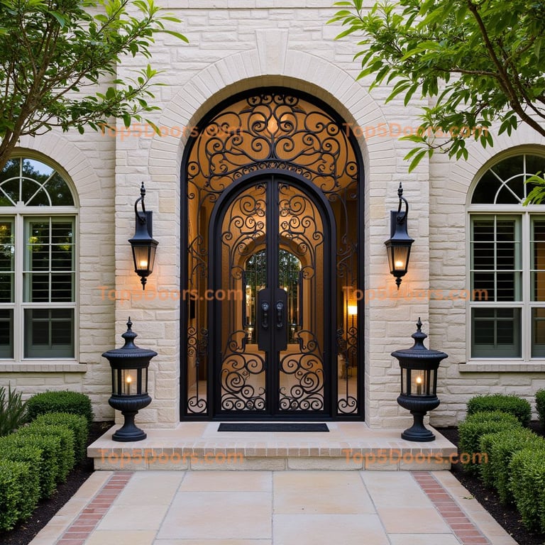 Ornate Black Metal Double Door