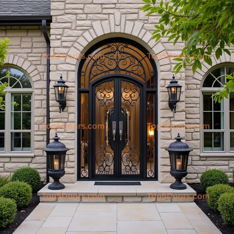 Ornate Black Metal Double Door