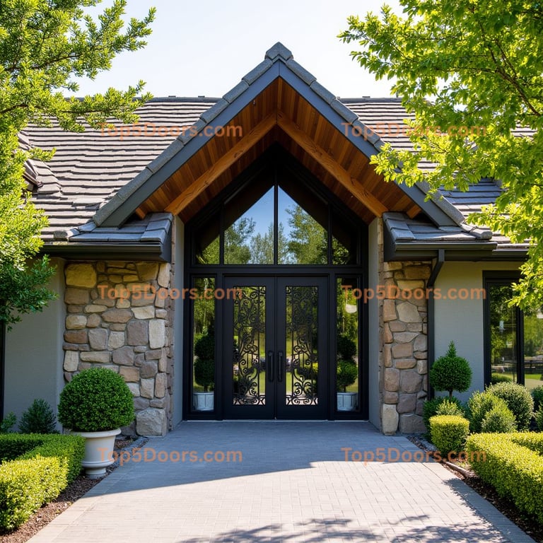 Ornate Black Metal Double Door