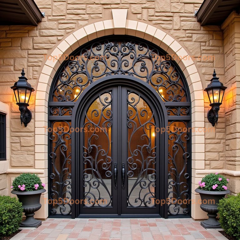 Ornate Black Metal Double Door