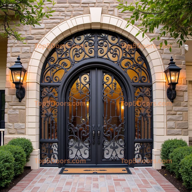 Ornate Black Metal Double Doors