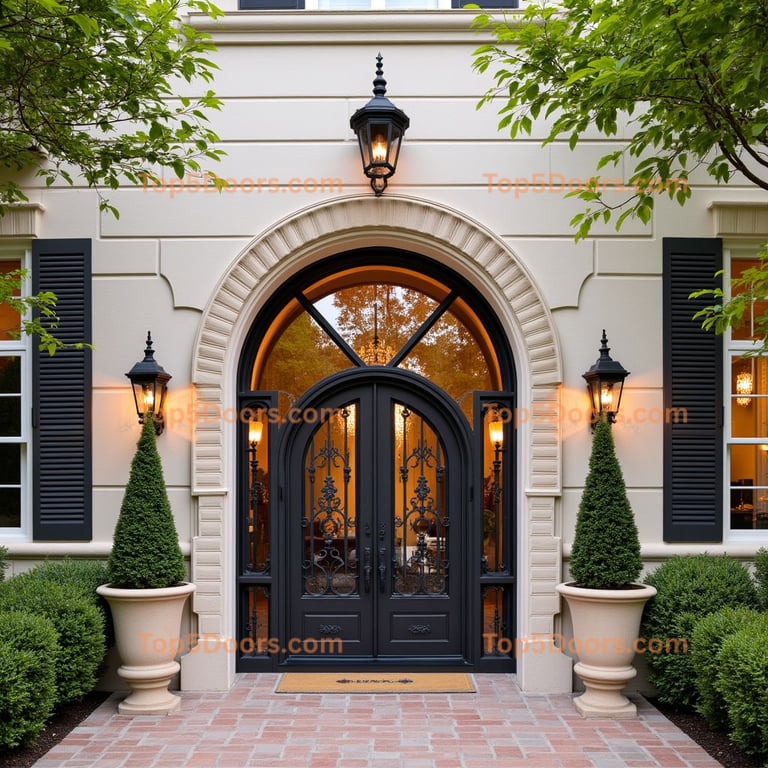 Ornate Dark Gray Double Door