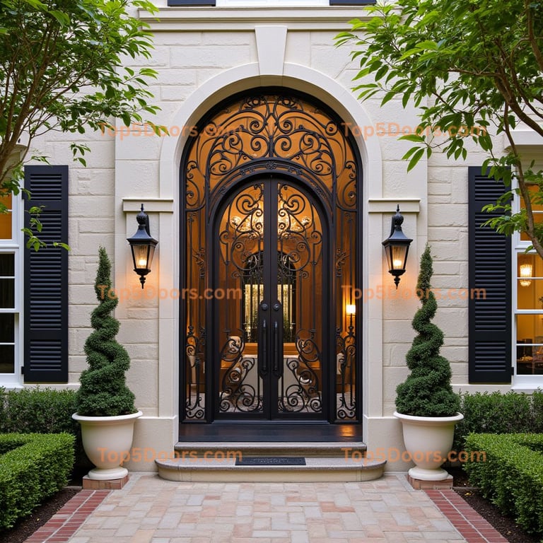 Ornate Double Door with Arched Top