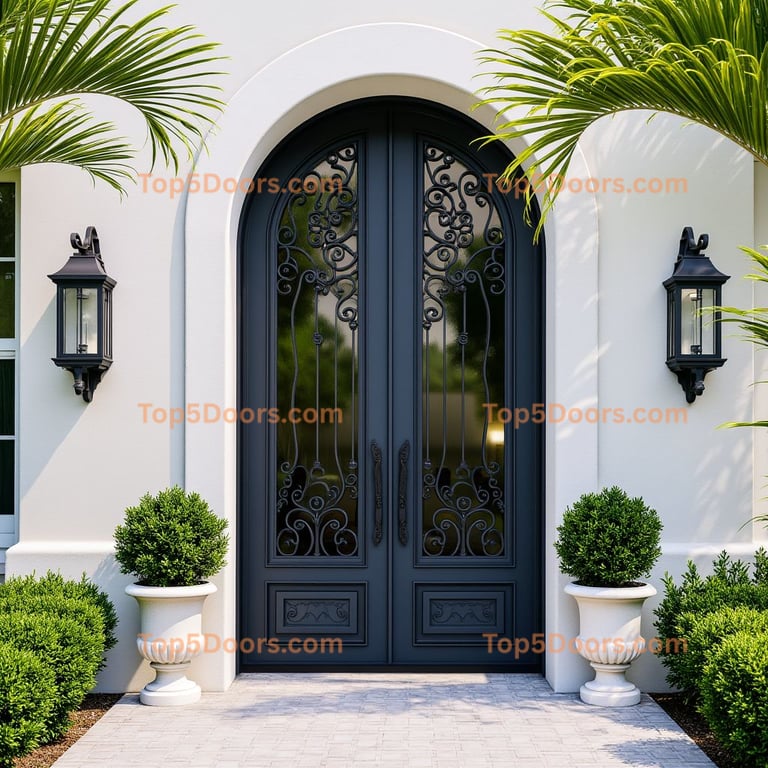 Ornate Iron Double Entry Door