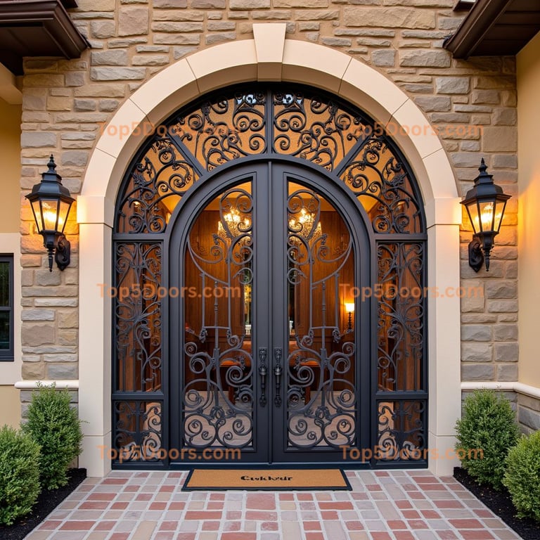 Ornate Metal and Glass Double Door