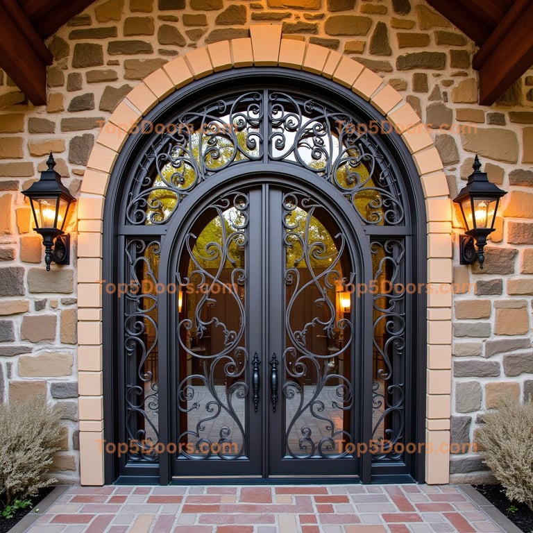 Ornate Metal and Glass Double Door