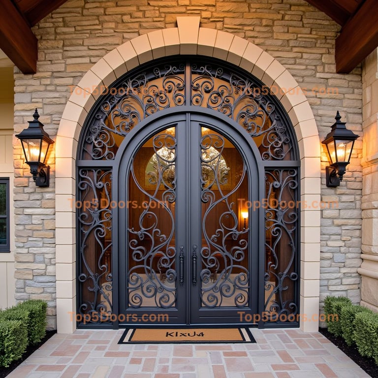 Ornate Metal and Glass Double Door