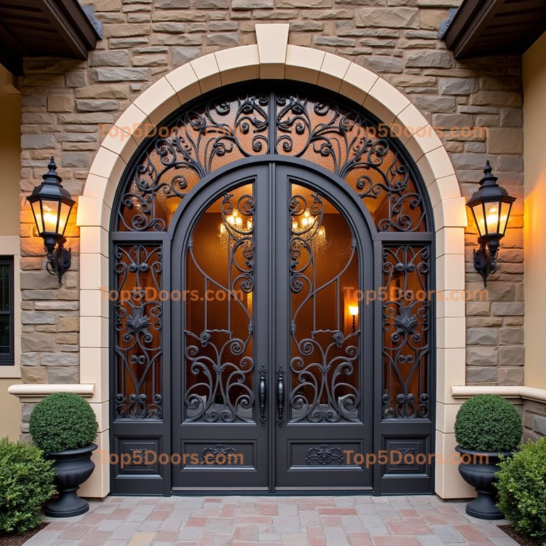 Ornate Metal and Glass Double Door