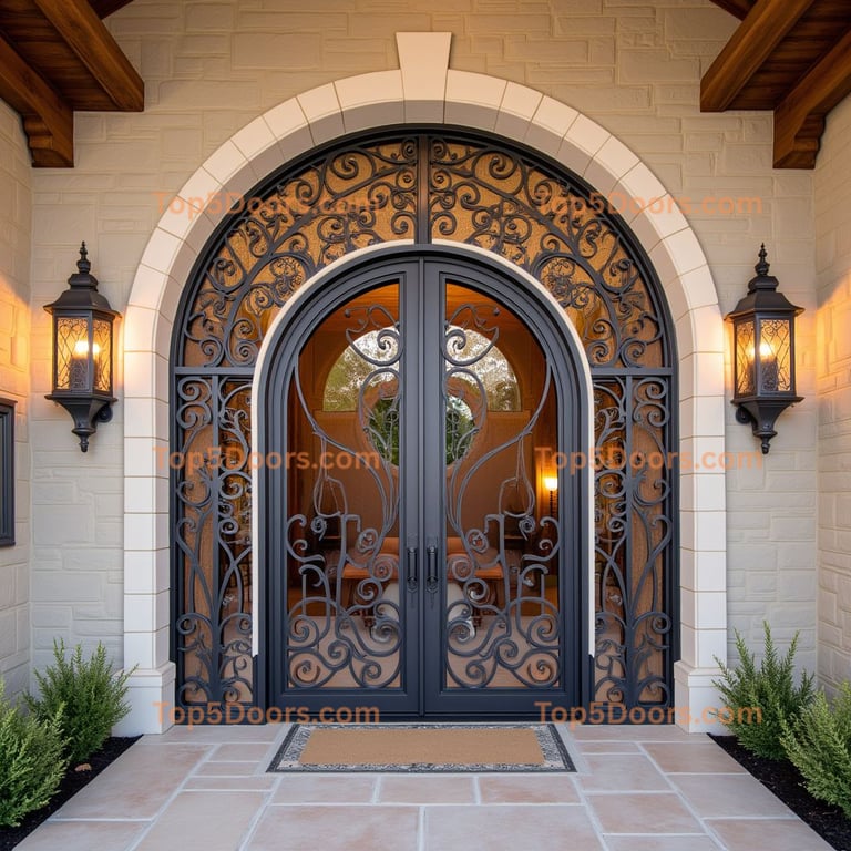 Ornate Metal and Glass Double Door