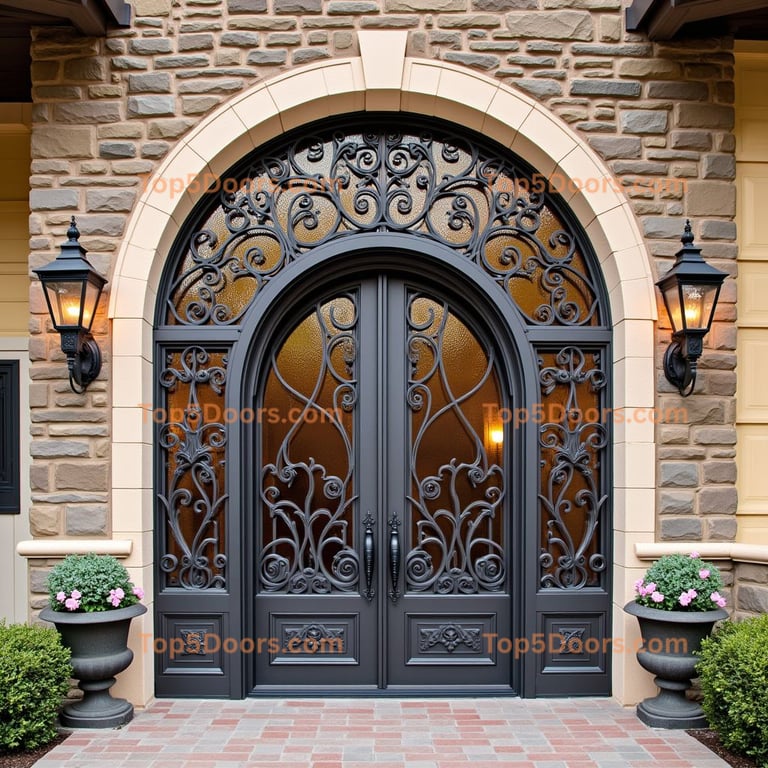Ornate Metal and Glass Double Door