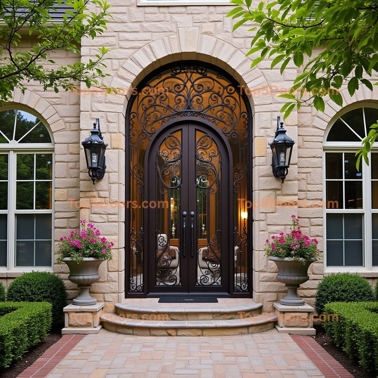 Ornate Metal and Glass Double Door
