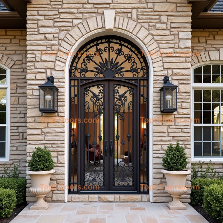 Ornate Metal and Glass Double Door