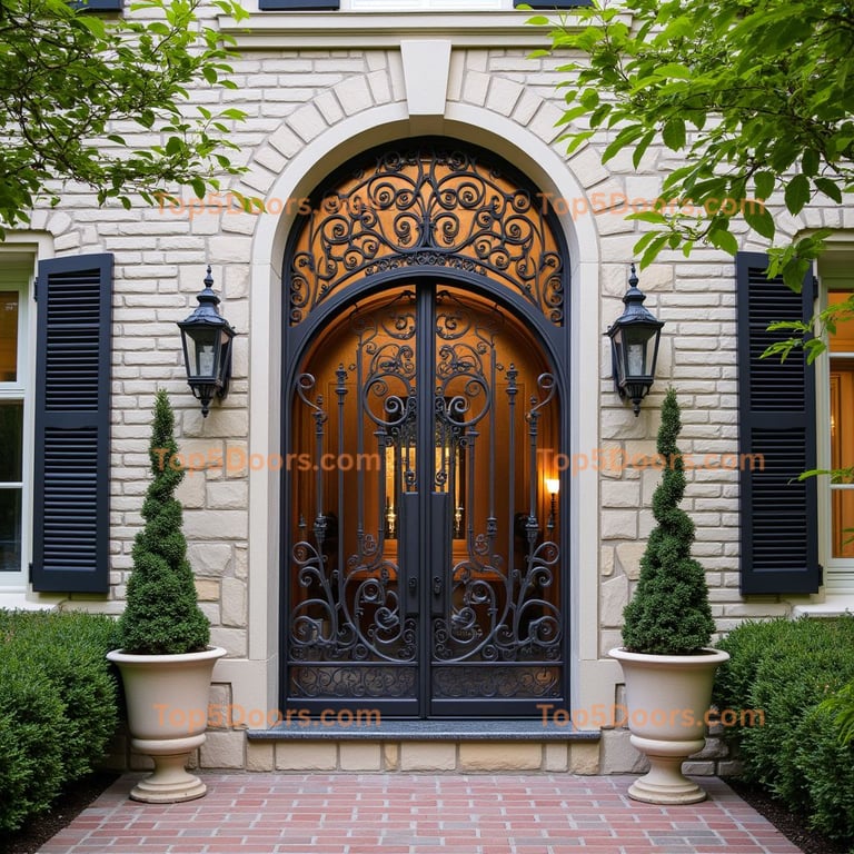 Ornate Metal and Stone Entryway